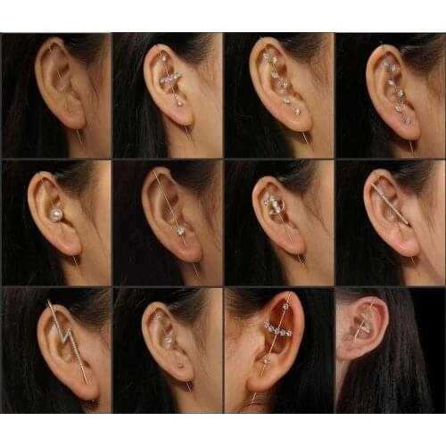 Shuangshuo Elegant Long Hanging Earrings for Women Ear Wrap Crawler Unusual Piercing Earrings Wedding Earrings Bohemian Jewelry