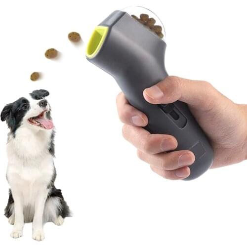 Dog Food Feeder Food Catapult Puppy Dog Cat Treat Snack Launcher Toy Dispenser Handheld Gun Interactive IQ Training Pet Products