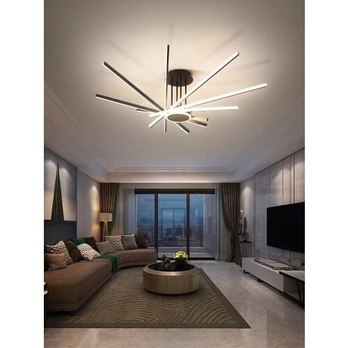 Modern LED Chandelier black/white/gold 90W 110W double-sided rotating simple living Room bedroom dimming lighting equipment
