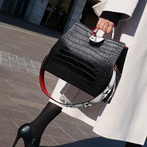 100% Cow Leather Handbags 2021 New Crocodile Pattern One-shoulder Portable All-match Messenger Large-capacity Bag Purses Gg