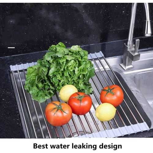 Dishes Drying Rack Over Sink Drain Rack Shelf Basket Bowl Sponge Holder Dish Dryer Tray Foldable Kitchen Storage Organizer