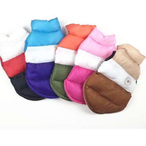 Warm Patchwork Dog Clothes for Small Dogs Windproof Winter Pet Dog Coat Padded Jacket Puppy Outfit Yorkie Chihuahua Vest 20E