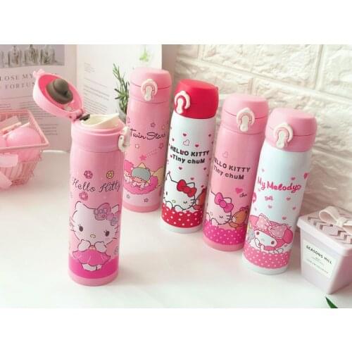450ml Sanrio Hello Kitty stainless steel vacuum flask bouncing lid lock buckle vacuum flask vacuum flask student straight cup