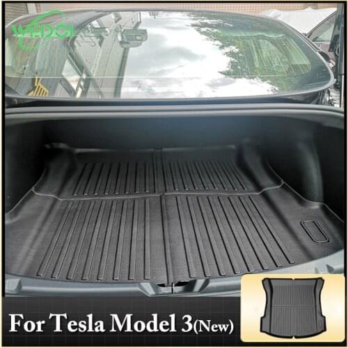 WEDOI All Weather 3D Trunk Mat Customized for 2021 Tesla Model 3 Water-Proof Rear Cargo Liner