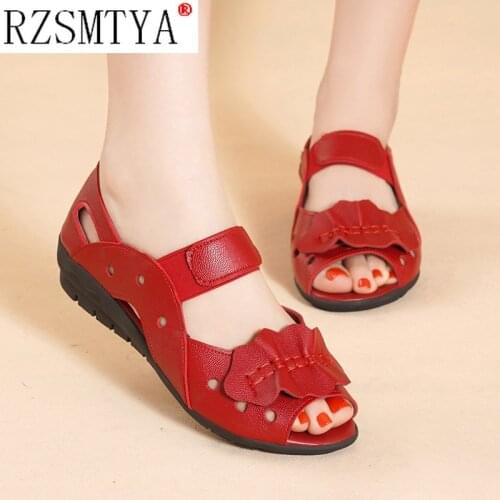 Women Sandals Fish Mouth Sandals 2021 Summer Flat Heel Flat Bottom Daily Leisure Middle Aged and Old Womens Shoes Size 41