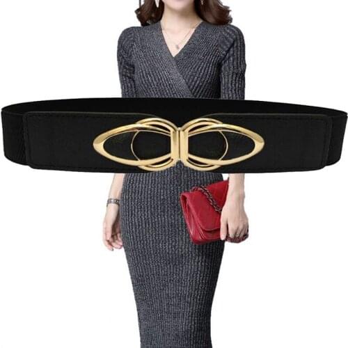 Women PU Leather Elastic Wide Belt Stretch Thick Waist Belt for Dress Fashion Stretch Women Belts Plus Size Wholesales