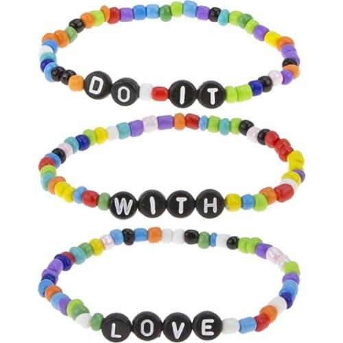 Charm Multi Layered Bohemian Letter Seed Beads Women Bracelets Jewelry Boho Fashion Diy Bijoux Femme Simple Bracelets Party Gift