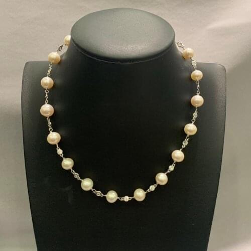 Classic natural fresh water pearl necklace 925 sterling silver with cubic zircon flowing pearl necklace fine women jewelry