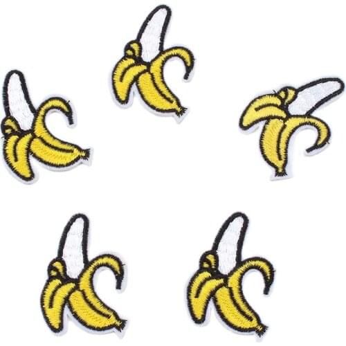 10pcs/lot Embroidered Banana Patch Iron On Sew On Fruits Stickers for Kids Clothing Repair DIY Jeans bags Fabric Appliques DECOR