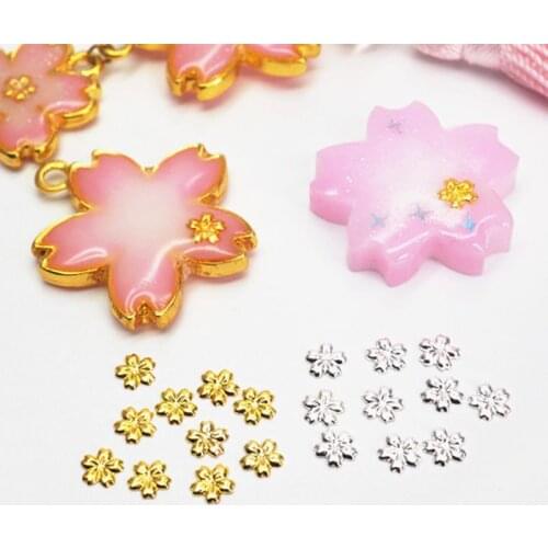 100Pcs Cherry Flower Frame UV Resin Charm Filling Bezel Setting Cabochon Fillers WXTE