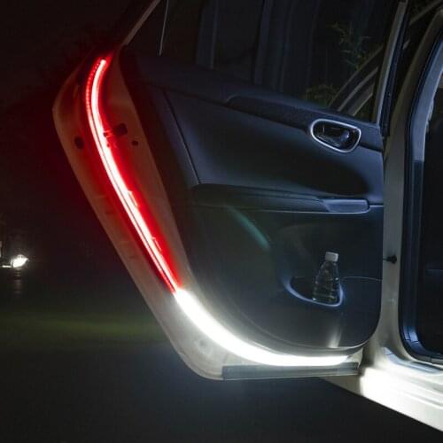Car Door Light Strips Flashing Safety LED 2V New Red White Belt Atmosphere Lamp Guide Opening Anti Collision Warning Lamps