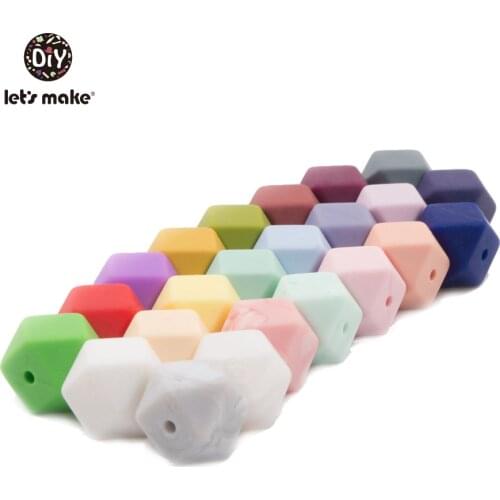 LetS Make 20Pc 14Mm Hexagon Silicone Teething Beads Bpa Free Safe Diy Beads Geometric Silicone Beads For Baby Teether Toys