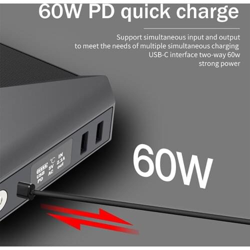 2021 New Design 5V 9V 12V 15V 20V Power Supply AC Outlet 27200mah Portable Laptop Power Bank With 220V AC Output