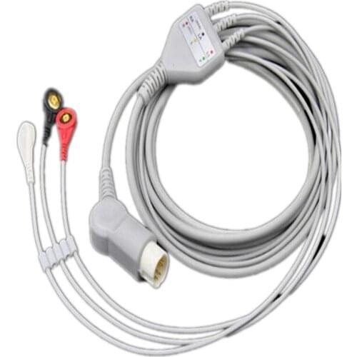 2018 Compatible for Philips/HP 12Pin MP20/30/VM6 Patient Monitor ECG Cable One Piece 3 Leadwire, Monitor Cable Snap End AHA .TPU