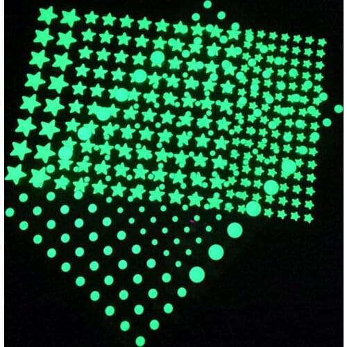 211pcs/lot 3D Luminous Stars Dots DIY Crafts Sticker Kids Room Scrapbook Home Decoration Decal Glow In The Dark Wall Sticker