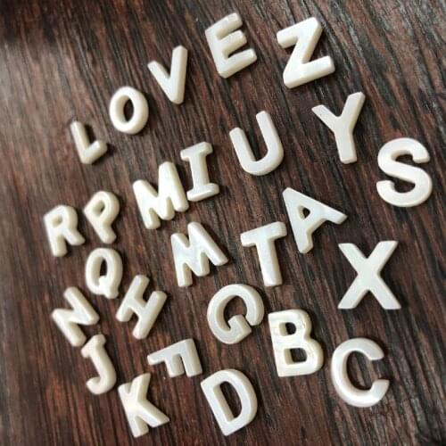 26pcs Natural Shell DIY Letter Jewelry White Initial Letter bead A-Z Mother of Pearl Seashell Charms Necklace Pendant