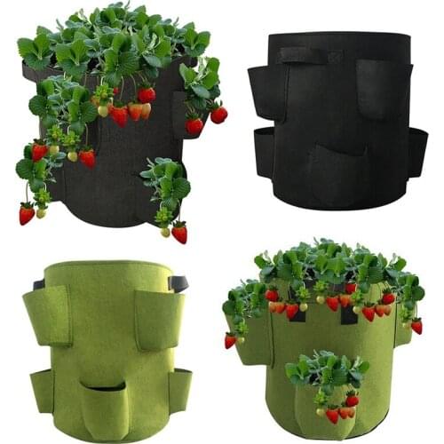 4/8 Pockets Strawberry Grow Bags Felt Grow Pots Fabric Planting Bag Vegetable Fruit Plant Pots Home Garden Tools