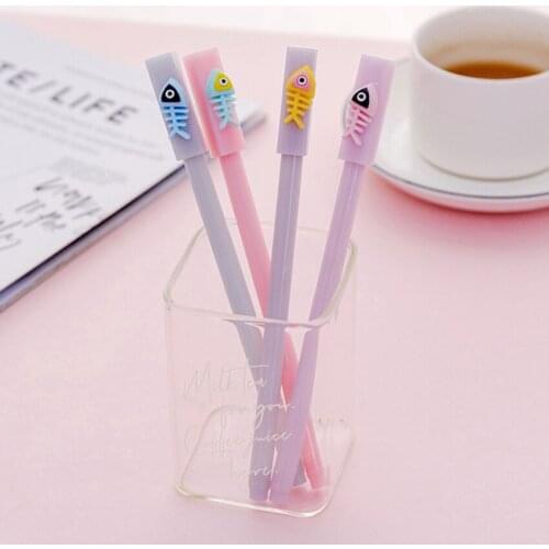 4pcs/lot Cute Cartoon Simple Gel Pen For School And Office Writing Neutral Pen 0.5mm Black 4 Selection