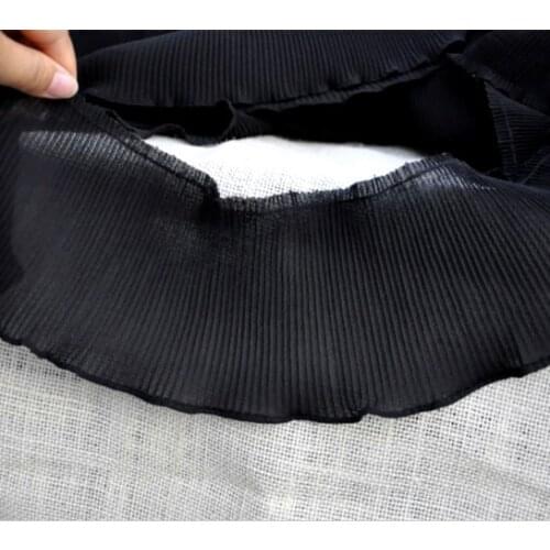 5 Yard/lot DIY handmade lace fabric fold chiffon black lace trim width 9cm clothing accessories