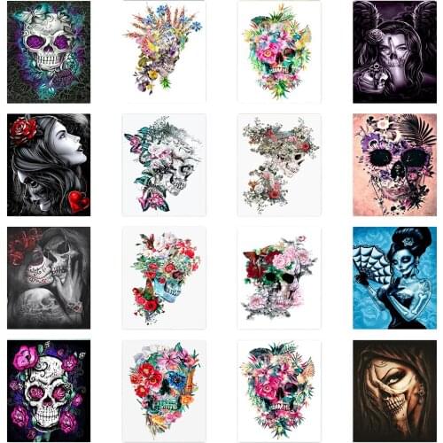 5D DIY Diamond Painting Halloween Set Horror Head Round Diamond Embroidery Mosaic Art Picture Rhinestone Home Decoration Gift