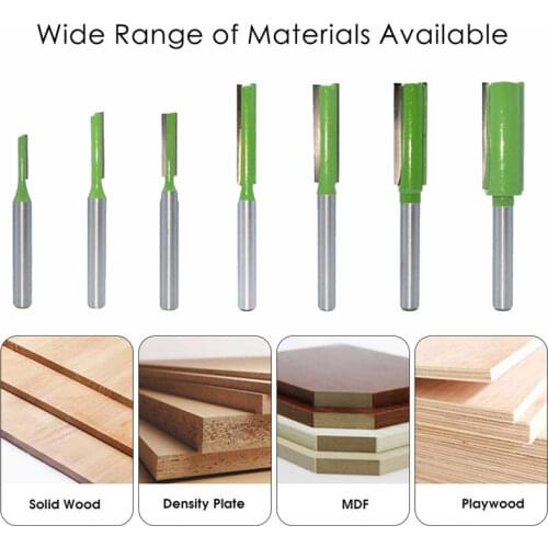 7pcs 6mm Shank Single Double Flute Groove Straight Bit Milling Cutter for Wood Tungsten Carbide Router Bit Woodworking Tool Set