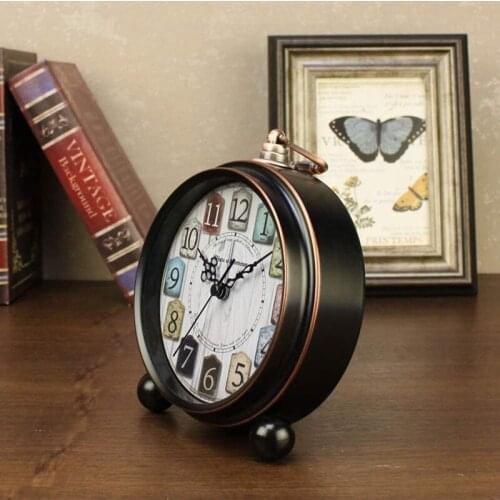 ABZS 5 Inch Retro Alarm Clock Non Ticking Silent Metal Antique Table Desk Shelf Quartz Clock Loud Wake Up Alarm Clocks