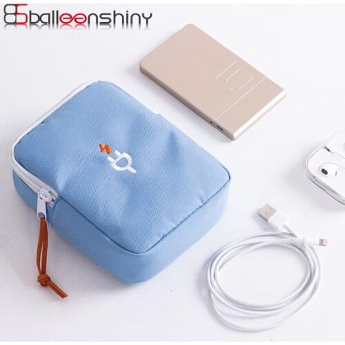BalleenShiny Polyester Digital Accessories Storage Bags Waterproof USB Cable Earphone Portable Organizer Travel Power Bank Pouch
