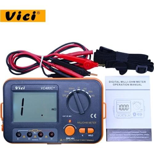 VICI VC480C+ 3 1/2 Digital Ohm Meter Milli-ohm Meter Resistance Tester 4 Wire Test W/LCD Backlight