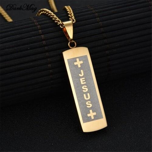 DarkMag Hot JESUS Cross Fashion Pendant Necklace Jewelry Stainless Steel Chain Christian Symbol Nice High Quality Gifts