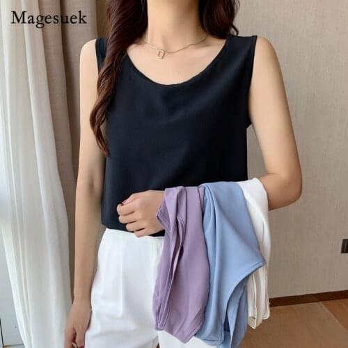 Elegant Sexy Loose Sleeveless Tops Summer New Chiffon Blouse for Women Solid O-neck Blue White Blouse Women Clothing Blusa 16161