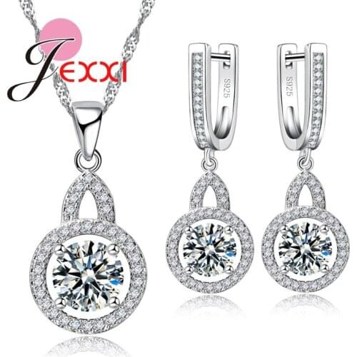 Quality Classic Fashion Luxury Bridal Wedding Jewelry Sets For Woman 925 Sterling Silver CZ Crystal Necklaces Earrings Set