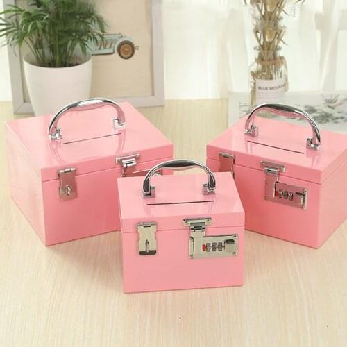 Stainless Steel Piggy Bank Password Lock Box for Savings Coins Banknotes Money Box Portable Childrens Gift