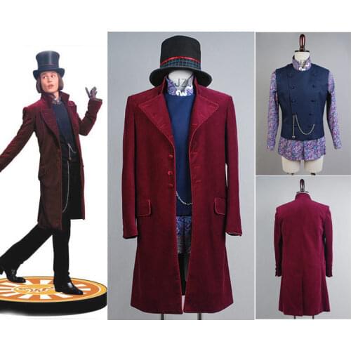 Movie Cosplay Charlie and the Chocolate Factory Willy Wonka Costume Cosplay Full Suit Halloween Costumes