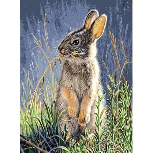 Rabbit with Flowers Painting By Numbers Paint Kits Oil Painting Number Canvas Pictures Painting Unique Gift For Living Room