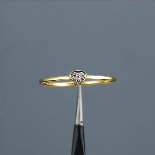 Minimalist Female White Crystal Stone Ring Classic Gold Color Thin Wedding Ring Cute Bridal Geometric Engagement Rings For Women