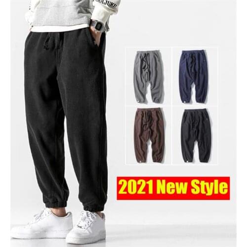 Fashion Men Harem Pants 2021 Spring Warm Fleece Trousers Japanese Style Outdoor Jogger Sport Male Loose Pants Pantaloni Da Uomo
