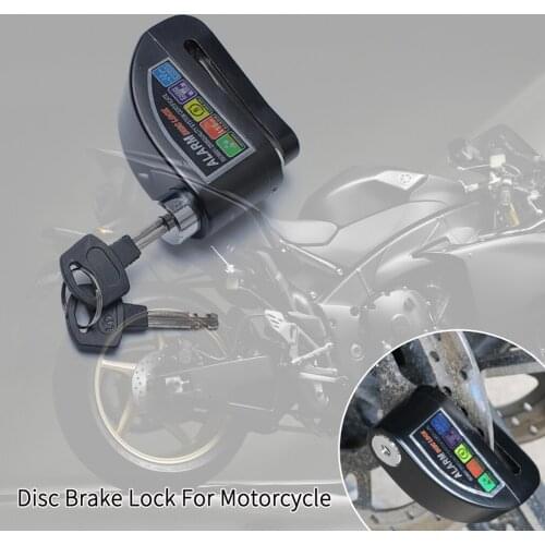 Motorcycle Disc Brake Lock, Motorbike Anti-theft Waterproof Wheel Locks with 110dB Alarm Sound for Motorcycles Bicycle (Black)