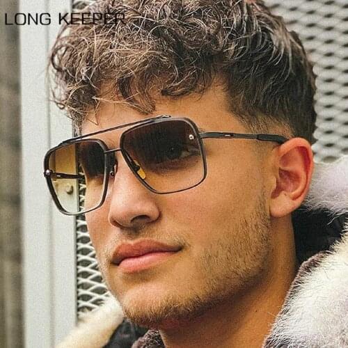 2021 Fashion Cool Men Gradient Sunglasses Vintage Pilot Brand Design Sun Glasses Male Classic Metal Glasses Oculos De Sol UV400