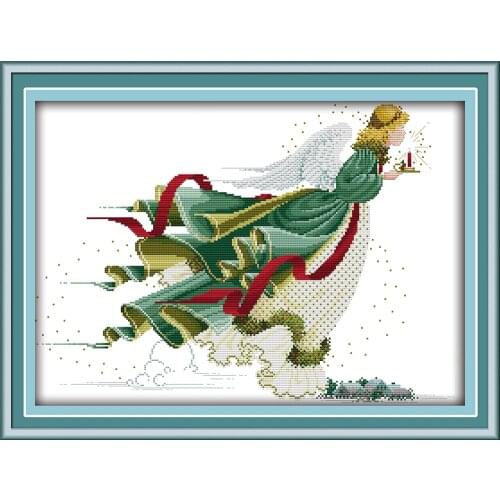 Angel of light cross stitch kit women people 14ct 11ct count print canvas with bead stitching embroidery DIY handmade needlework