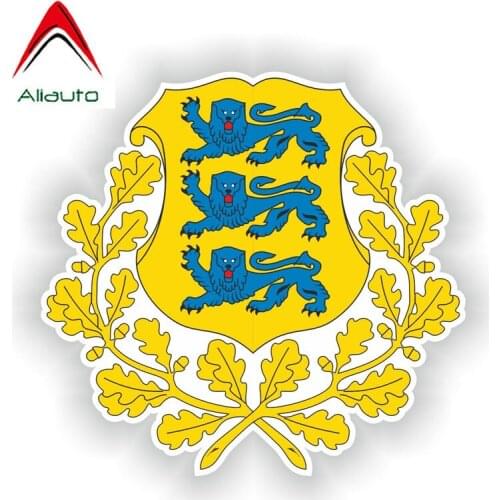 Aliauto Funny Car Sticker Motorcycle Decal Estonia Crest Coat of Arms Waterproof Reflective Decoration Decals PVC,14cm*13cm