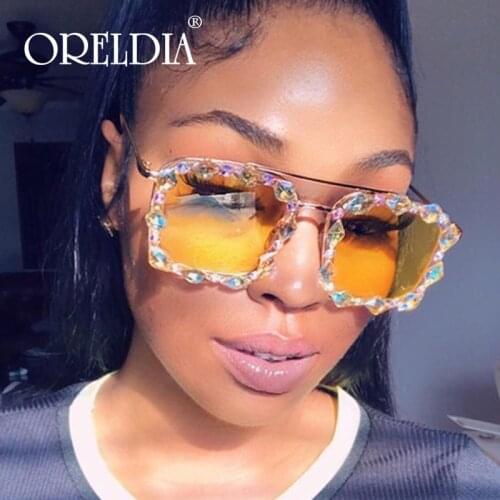 Oversized Square Diamond Sunglasses Women 2020 Colorful Luxury Crystal Punk Sunglasses Ladies Eyewear Fashion Rhinestone okulary