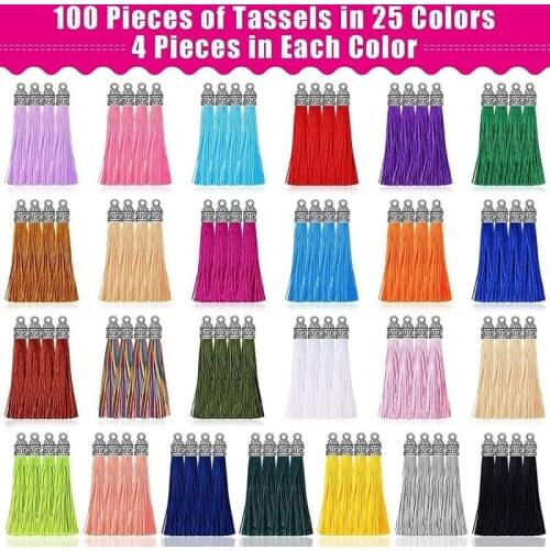 NHBR Tassels for Jewelry Making 100 Pieces Keychain Tassel Charms Silky Handmade Tassels Bulk for Resin DIY Crafts