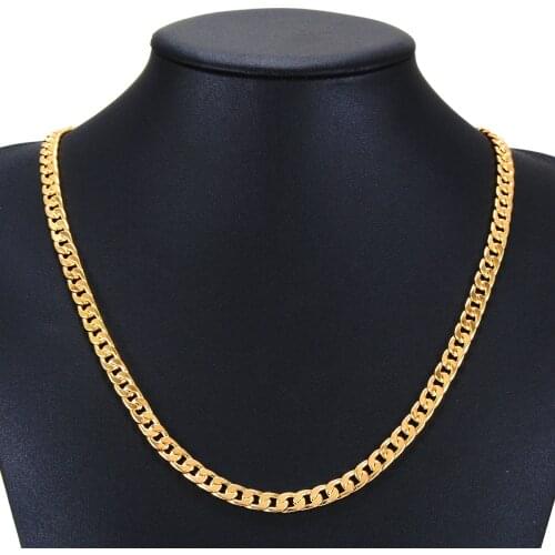 Hot Sale Unisex Trendy Cuban Chain Necklace Fashion Solid Gold Filled Cuban Chain Link Necklace Hip Hop Jewelry For Men Women