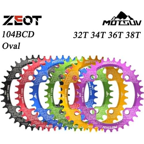 MOTSUV 104BCD Oval Narrow Wide Chainring MTB Mountain Bike Bicycle 32T 34T 36T 38T Crankset Single Tooth Plate Parts 104 BCD