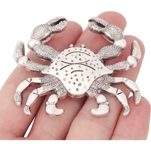 3 x Tibetan Silver Large Crab Charms Pendants Craft for Necklace Jewelry Making Findings 59x50mm
