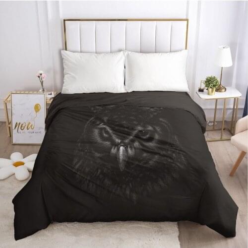 Bedding Duvet cover Comforter/Quilt/Blanket case with Zipper Queen King Europe Russia Size nordic 150/140x200 Black owl