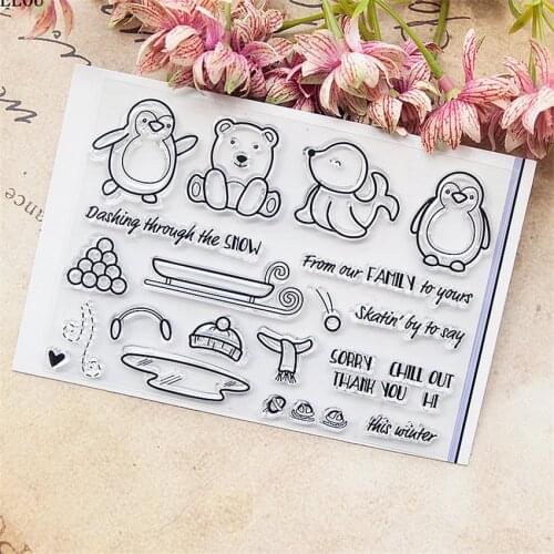 PANFELOU penguin dolphins Transparent Silicone Rubber Clear Stamps cartoon for Scrapbooking/DIY Easter wedding album