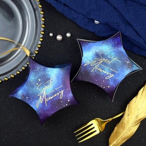 Five-Pointed Star PARTY Favour Boxes, Gold Foil Paper Gift Candy Box, Happy BIRTHDAY Party Decoration Eid blessing