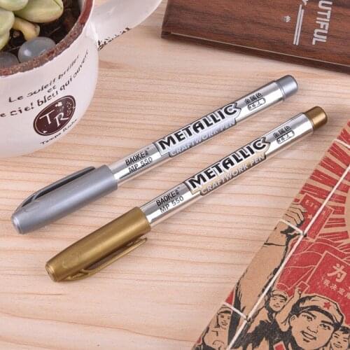 10PCS Creative Gold And Silver 1.5mm Paint Pen Metallic Color Pen Technology Up Paint Pen Student Supplies Marker Craftwork Pens