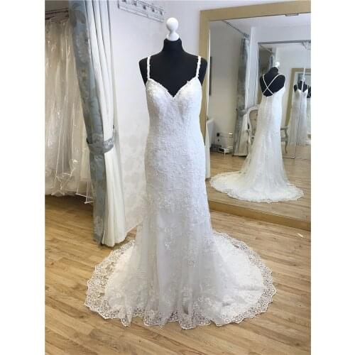 Mermaid Wedding Dress CY-0508-1 Bridal Gown Real Photo Vestido De Noiva Princesa Spaghetti Straps Appliques Open Back Mariage